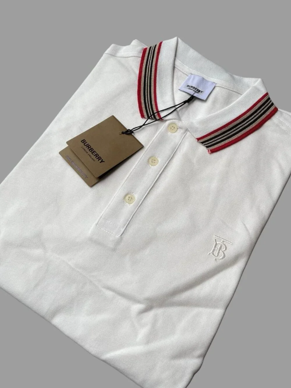 Burberry Men's White Cotton Polo Shirt XXL